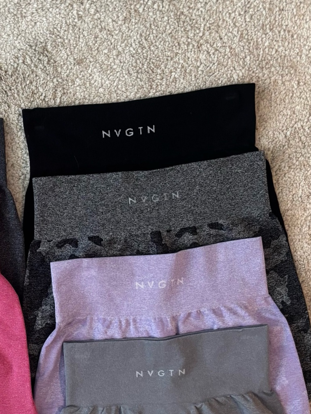 NVGTN Seamless High-Waist Shorts Pack — Pink, Purple, Gray, Black - Picture 3 of 3